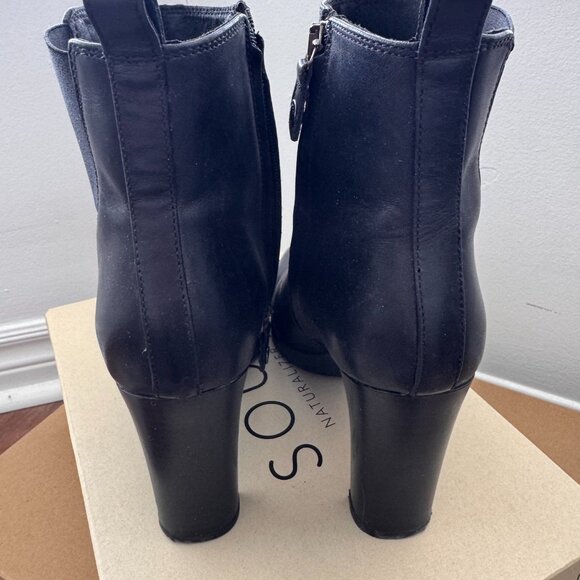 Geox Respira Black Leather Heeled Boots – Size 38.5 – Italian Design - Picture 2 of 4